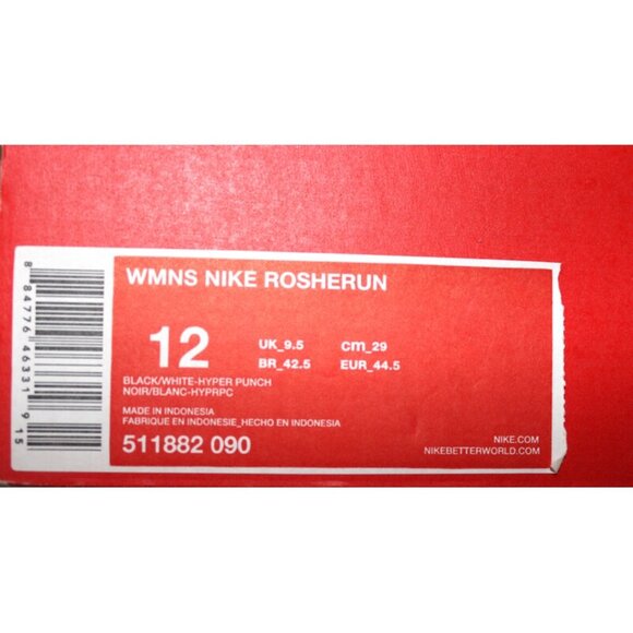 nib NIKE Original Edition (2014) Roshe Run in Black/White Hyper-Punch - Size 12 - Picture 13 of 14